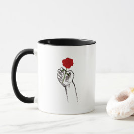Hand Holding Rose Minimal Art – Elegant Floral Cof Tasse