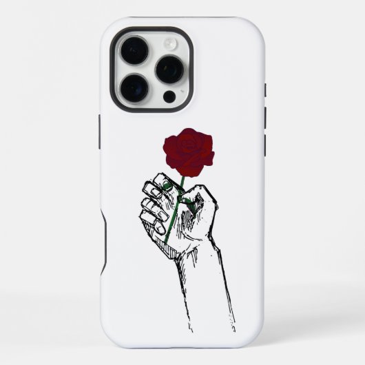 Hand Holding Rose Minimal Art – Elegant Floral Des iPhone Hülle (Rückseite)