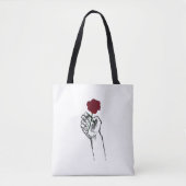 Hand Holding Rose Minimal Art – Elegant Floral Des Tasche (Vorderseite)
