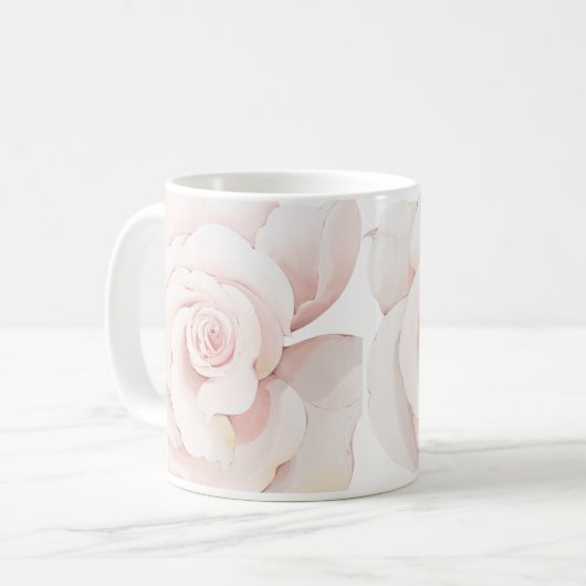 Hand Iillustrierte Rosendrucke Kaffeetasse (Vorderseite Links)