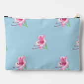 Hand illustrated Blue & Pink Flowewith Robin Scene Zubehörtasche (Rückseite)