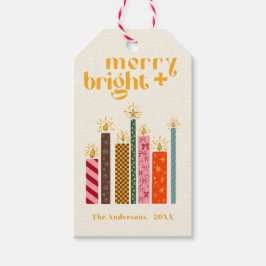 Hand-Illustrated Merry + Bright Christmas Cushion Geschenkanhänger