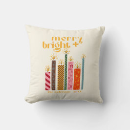 Hand-Illustrated Merry + Bright Christmas Cushion Kissen