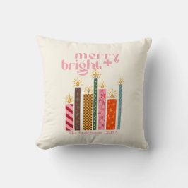 Hand-Illustrated Merry + Bright Christmas Kissen