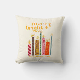 Hand-Illustrated Merry + Bright Christmas Kissen