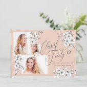 Hand-illustriert-Blumenklasse 2019 Absolvent Ankündigung (Stehend Vorderseite)