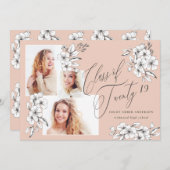 Hand-illustriert-Blumenklasse 2019 Absolvent Ankündigung (Vorne/Hinten)