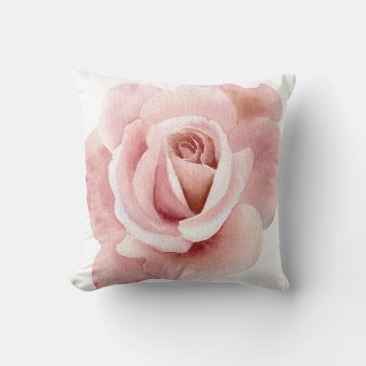 Hand Illustriert Blush Rosa Rose Kissen (Vorderseite)