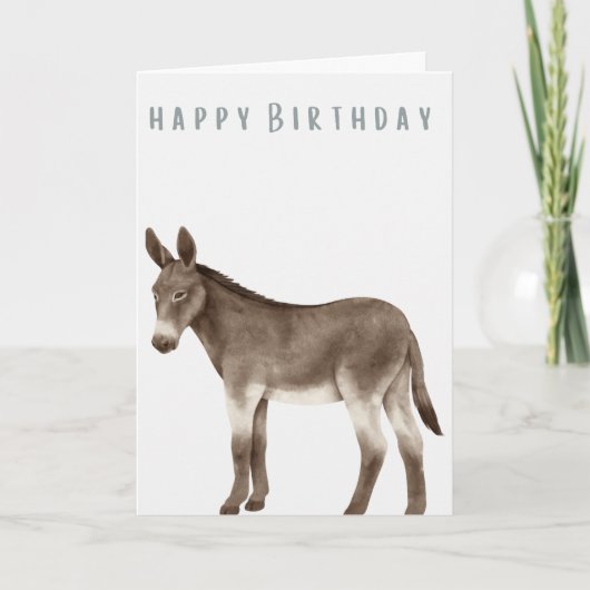 Hand Illustriert Donkey Happy Birthday Karte (Vorderseite)