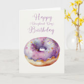 Hand Illustriert Doughnut Happy Geburtstag Karte (Gelbe Blume)