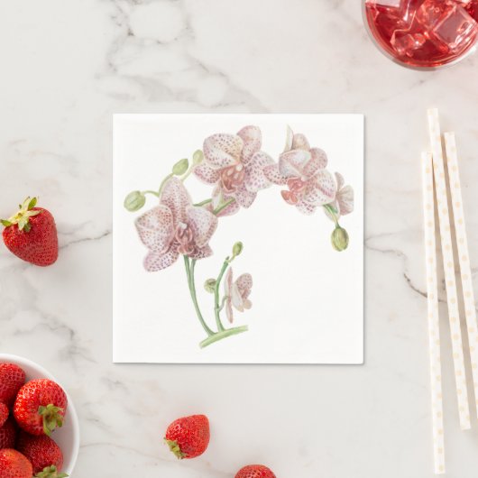 Hand Illustriert Orchid Serviette (Beispiel)