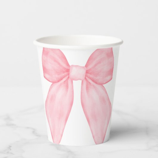 Hand-Illustriert-rosa-Schleife Pappbecher (Vorderseite)