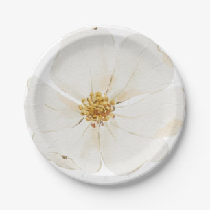 Hand Illustriert White Peony Pappteller