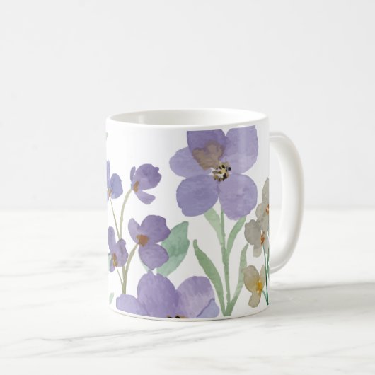 Hand Illustrierte Blumendrucke Kaffeetasse (VorderseiteRechts)