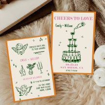 Hand-illustrierte Champagner-Hochzeit