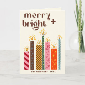 Hand-Illustrierte Merry + Helle Weihnachtskarte Feiertagskarte