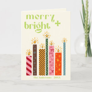 Hand-Illustrierte Merry + Helle Weihnachtskarte Feiertagskarte