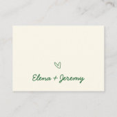 Hand Illustrierte Vintage Grüne Hochzeit Platzkarte (Rückseite)