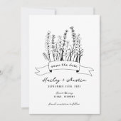 Hand Illustrierte Wildblume Hochzeit speichern Sie Einladung (Vorderseite)