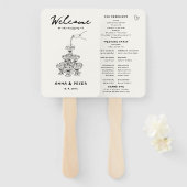 Hand-illustriertes Champagner Funny Wedding Progra Fächer (Vorne und Hinten)