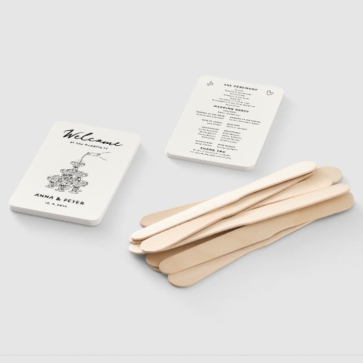 Hand-illustriertes Champagner Funny Wedding Progra Fächer (Non-assembled)