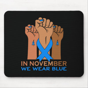 Hand im November tragen wir Blaues Diabetes-Bewuss Mousepad
