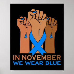 Hand im November tragen wir Blaues Diabetes-Bewuss Poster