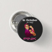 Hand im Oktober tragen wir Pink Rosie, den Nieter Button (Vorne & Hinten)