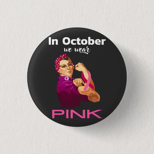 Hand im Oktober tragen wir Pink Rosie, den Nieter Button (Vorderseite)