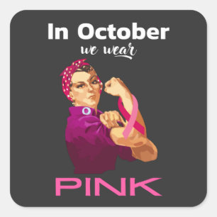 Hand im Oktober tragen wir Pink Rosie, den Nieter Quadratischer Aufkleber