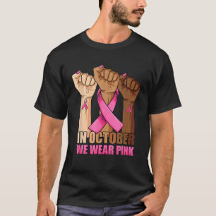 Hand im Oktober tragen wir rosa Brustkrebs-Bewusst T-Shirt