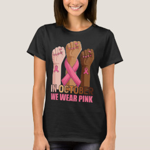 Hand im Oktober tragen wir rosa Brustkrebs-Bewusst T-Shirt