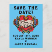 Hand in Ehe Tattoo Hochzeit Rett-the-Date Postkarte (Vorderseite)