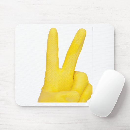Hand in gelbem Latex Handschuh Mousepad (Mit Mouse)