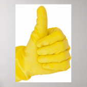 Hand in gelbem Latex Handschuh Poster (Vorne)