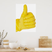 Hand in gelbem Latex Handschuh Poster (Küche)