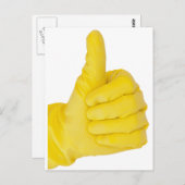 Hand in gelbem Latex Handschuh Postkarte (Vorne/Hinten)
