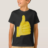 Hand in gelbem Latex Handschuh T-Shirt (Vorderseite)