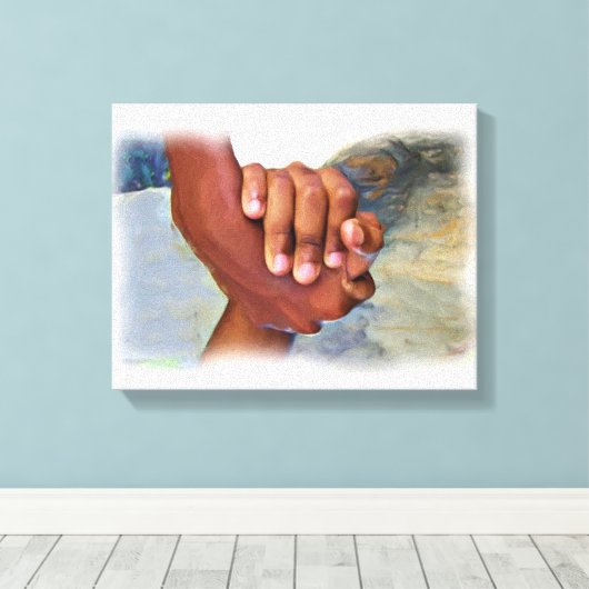 Hand in Hand, Hand in Hand und Hand Leinwanddruck (Insitu (Holzboden))