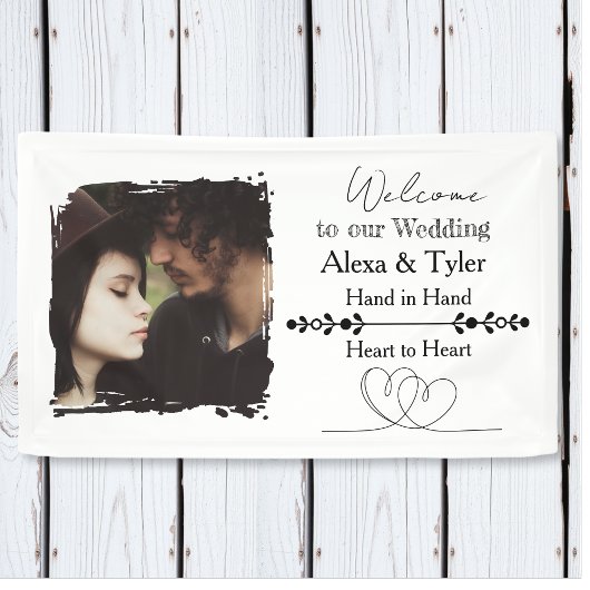 Hand in Hand, Heart to Heart | Photo Wedding Banner