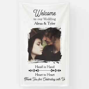 Hand in Hand, Herz an Herz   Foto-Hochzeit Banner