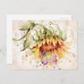 Hand in Hand (Niedliche Sonnenblume und Schmetterl Ankündigungspostkarte (Vorne/Hinten)