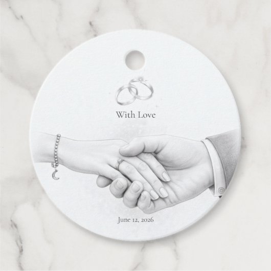 Hand in Hand Romantischer Minimalist Geschenkanhänger (Vorderseite)
