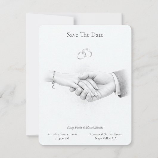 Hand in Hand Romantischer Minimalist Save The Date (Vorderseite)