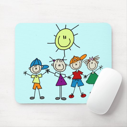 Hand in Hand scherzt Strichmännchen T-Shirts und Mousepad (Mit Mouse)