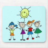 Hand in Hand scherzt Strichmännchen T-Shirts und Mousepad (Vorne)