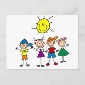 Hand in Hand Strichmännchen Kinderhemden und Gesch Postkarte (Vorderseite)