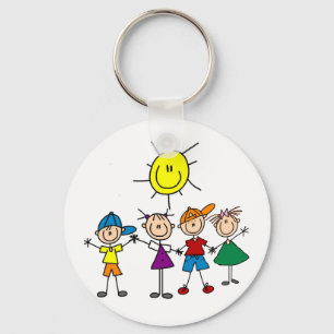 Hand in Hand Strichmännchen Kinderhemden und Gesch Schlüsselanhänger