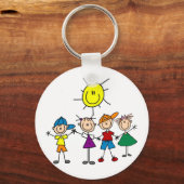 Hand in Hand Strichmännchen Kinderhemden und Gesch Schlüsselanhänger (Vorderseite)