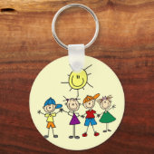 Hand in Hand Strichmännchen Kinderhemden und Gesch Schlüsselanhänger (Vorderseite)